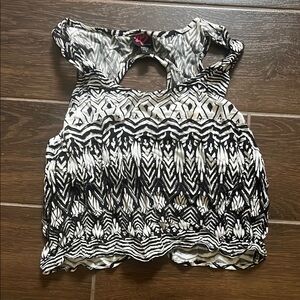 Rue21 Black and White Smocked Cut Out Tank Top